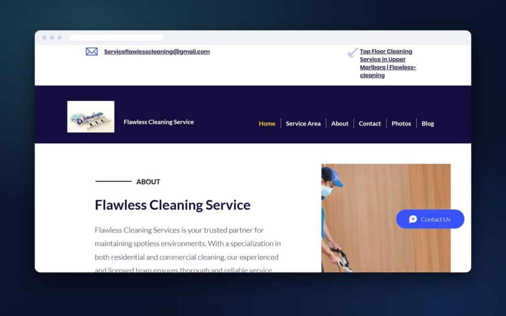 Flawless Cleaning Service website
